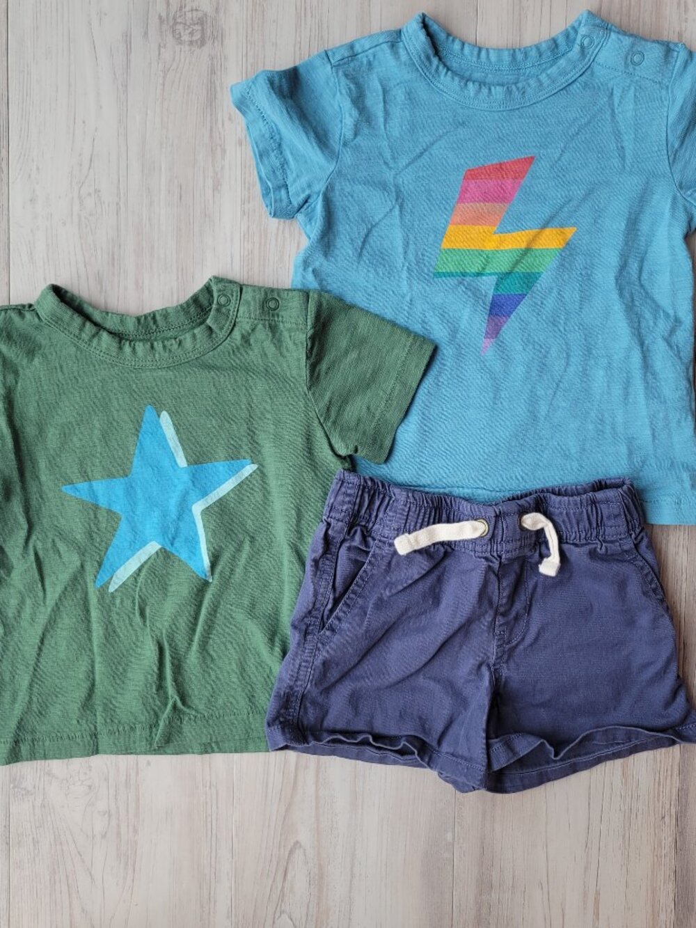 Primary Bundle 6-12 month 2 Tees Lightning/Star and Navy Shorts